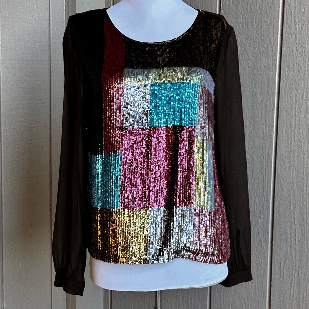Megan Park Vintage Silk & Sequin Blouse